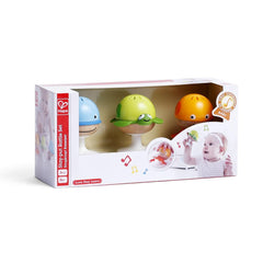 Hape Put-Stay Rattle Set suction cups grip smooth surfaces for versatile play