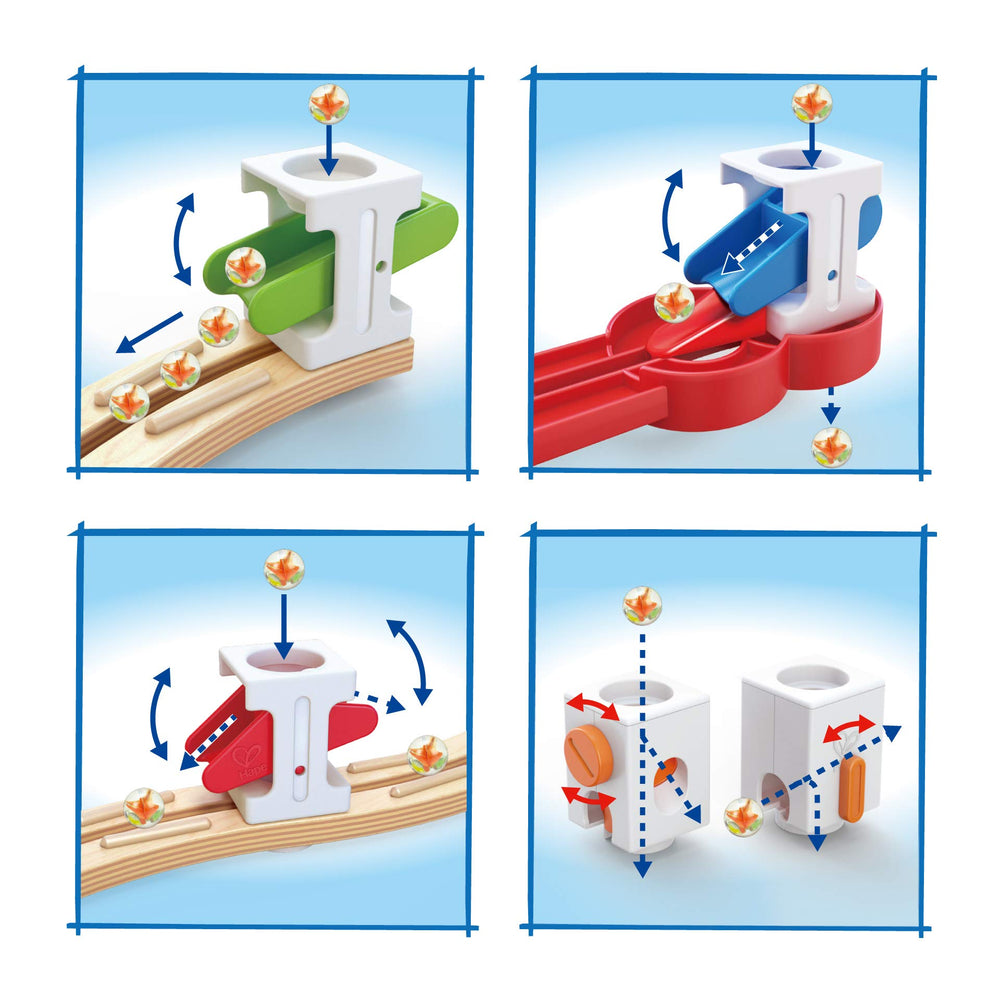 Hape wooden pieces highlight quality craftsmanship and sustainable sourcing for durable construction.
