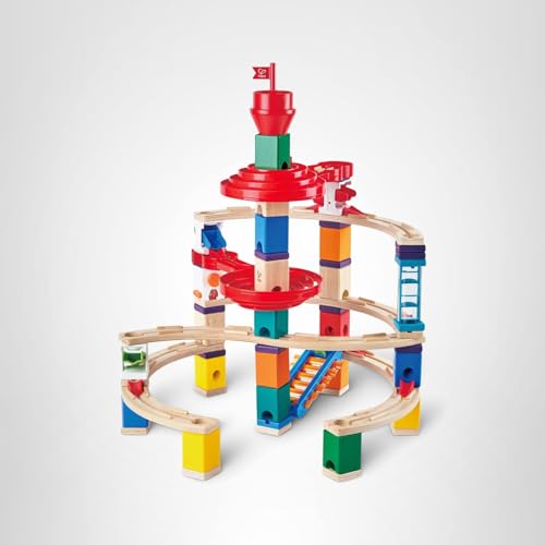Hape wooden marble run provides long-lasting play value with expandable sets.