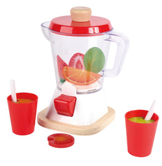 Hape Smoothie Blender in vibrant colors with cups and straws for imaginative kitchen play