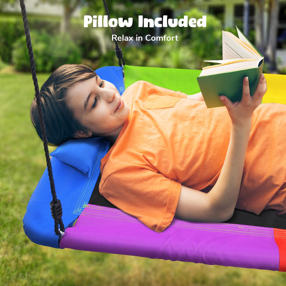 Hapfan 60x32-inch swing platform offering ample space for kids and adults.