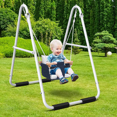 Hapfan toddler swing with stand shows a stable, non-slip base for safe indoor use.