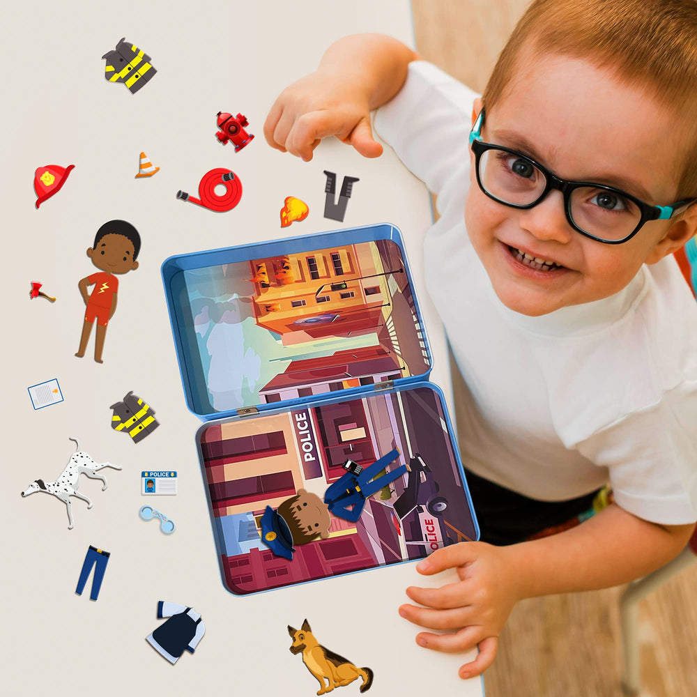 Hapinest Magnetic Heroes magnets and backdrops support creative on-the-go play