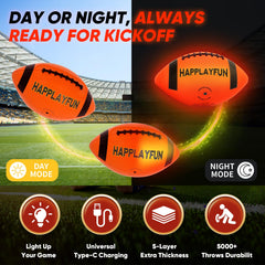 Happlayfun junior-size rubber football with grip-friendly texture for young players.