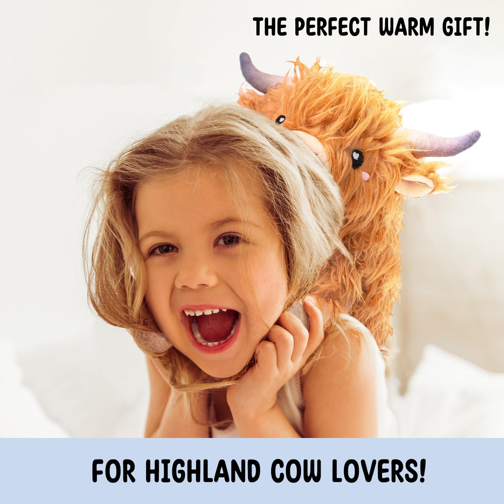 Happy Fuel Highland Cow 60-second microwave heat for fast warmth and coziness.