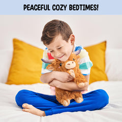 Happy Fuel Highland Cow warmth companion for bedtime and quiet relaxation.