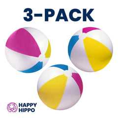 Happy Hippo inflatable beach balls ready for pool party play