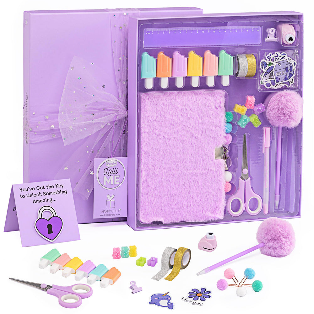 Happy Lolli Purple LolliME diary kit box open for private journaling and self-expression.