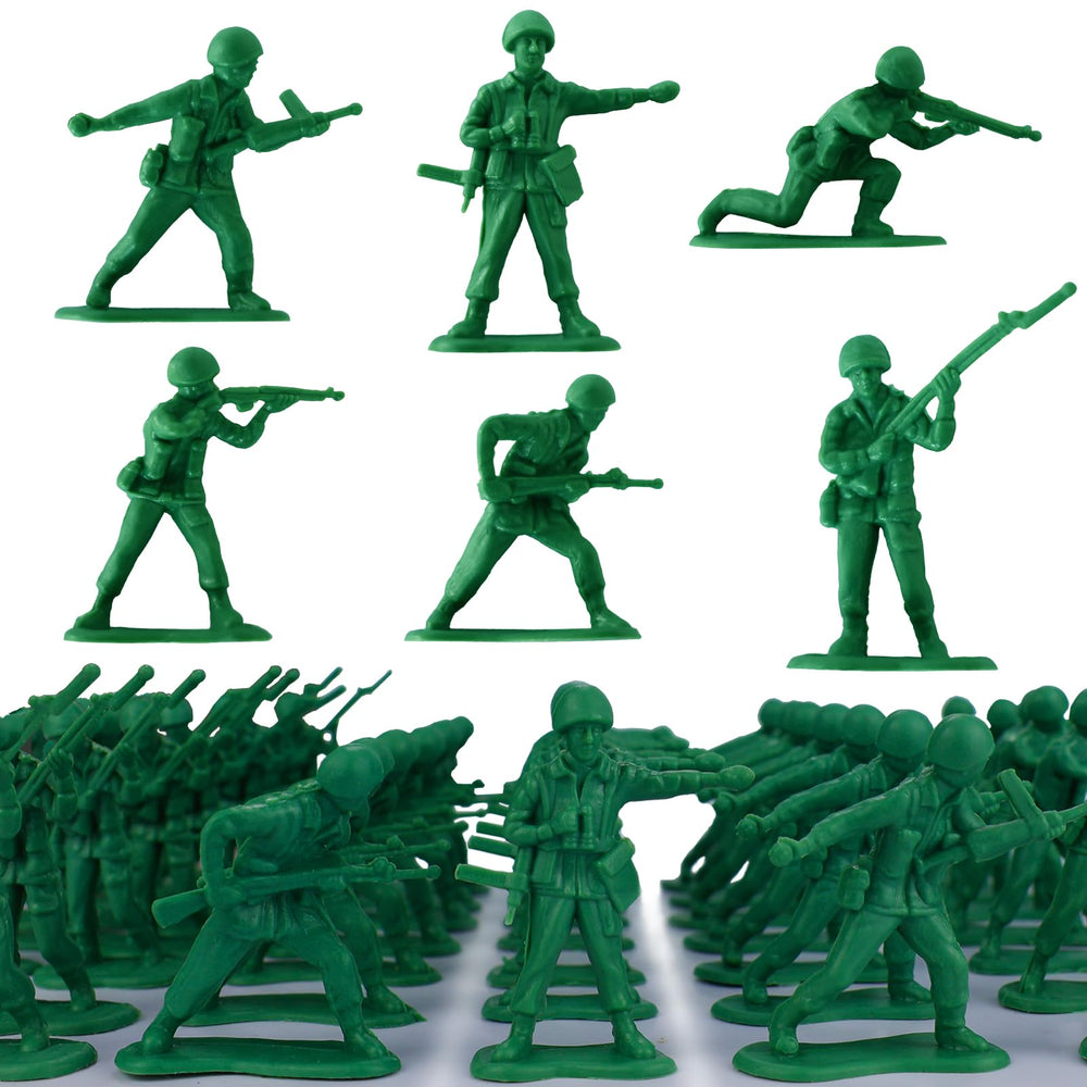 HAPTIME Green Army Men 50-pcs pack for creative play and nostalgic battles.
