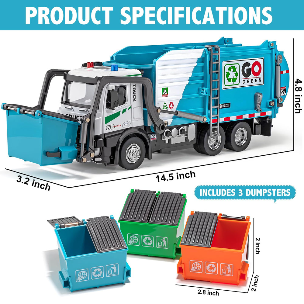 HAPYAD trash truck compact size fits backpacks for on-the-go play.