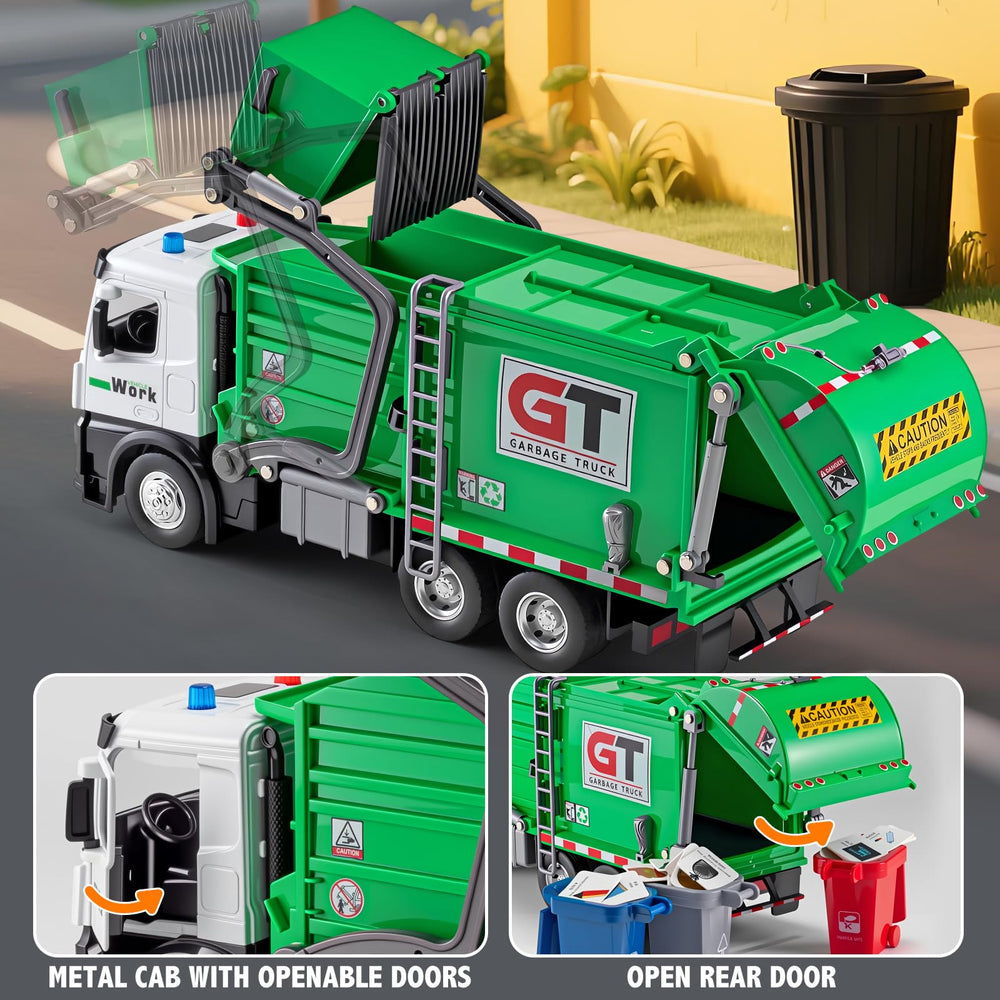 HAPYAD front-loader with dumpster demonstrates realistic lifting action for imaginative scenes.