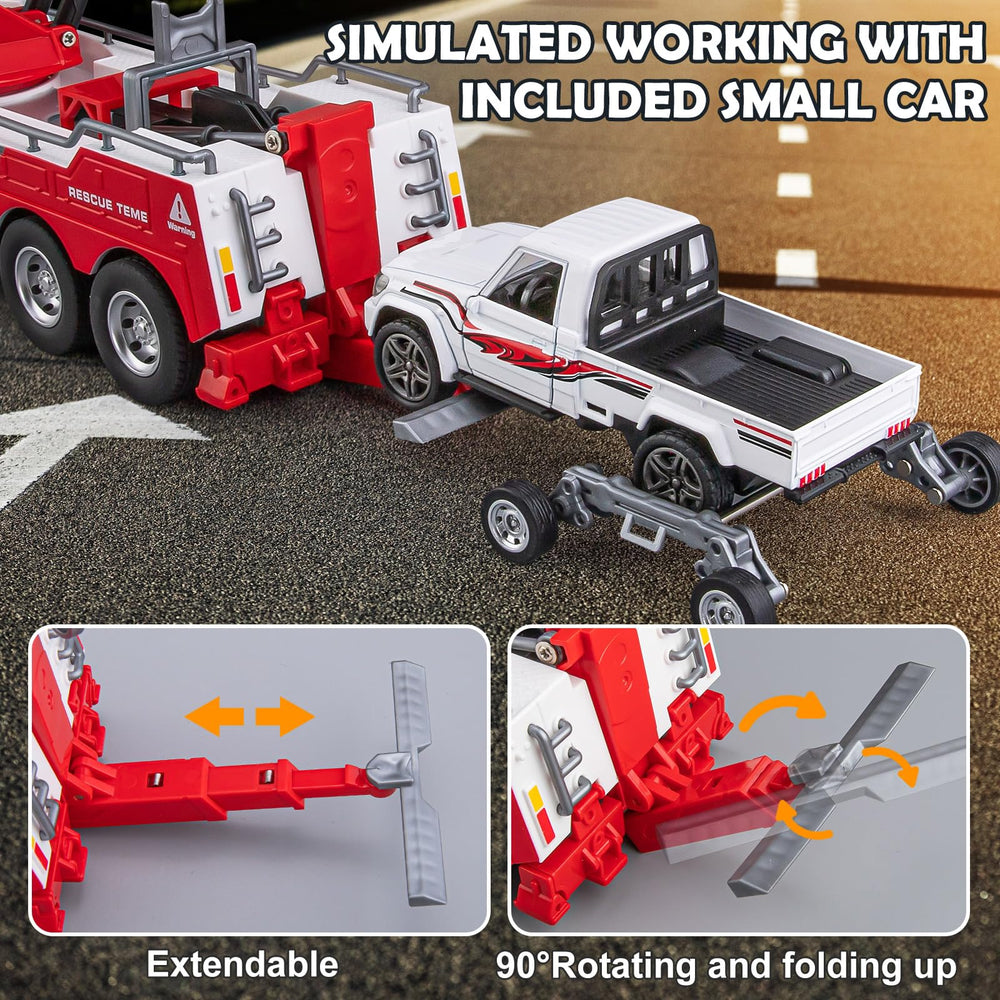 HAPYAD tow truck toy winch and cable for authentic towing play.