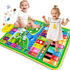 Hapyland 3-in-1 Alphabet Animal Piano Play Mat front view showing interactive surface