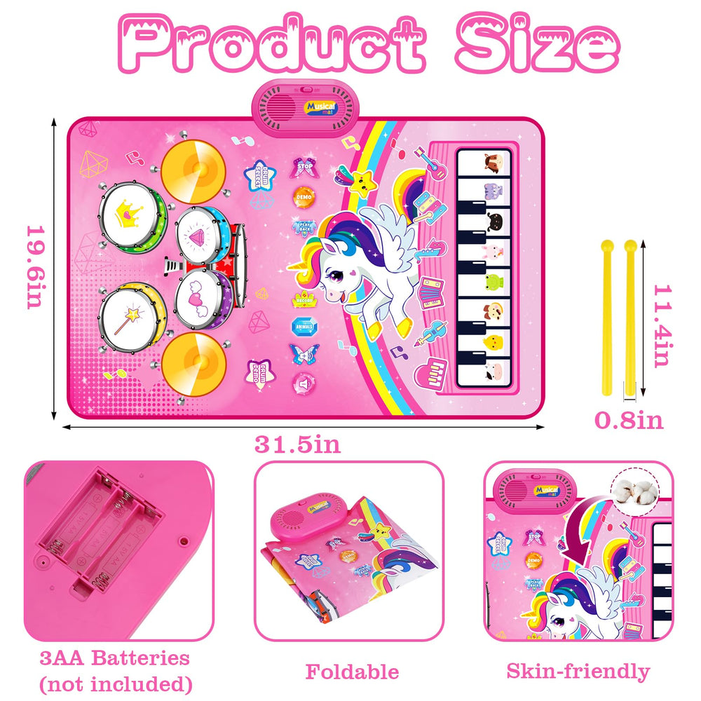 Hapyland music mat drum side with two drumsticks for rhythm