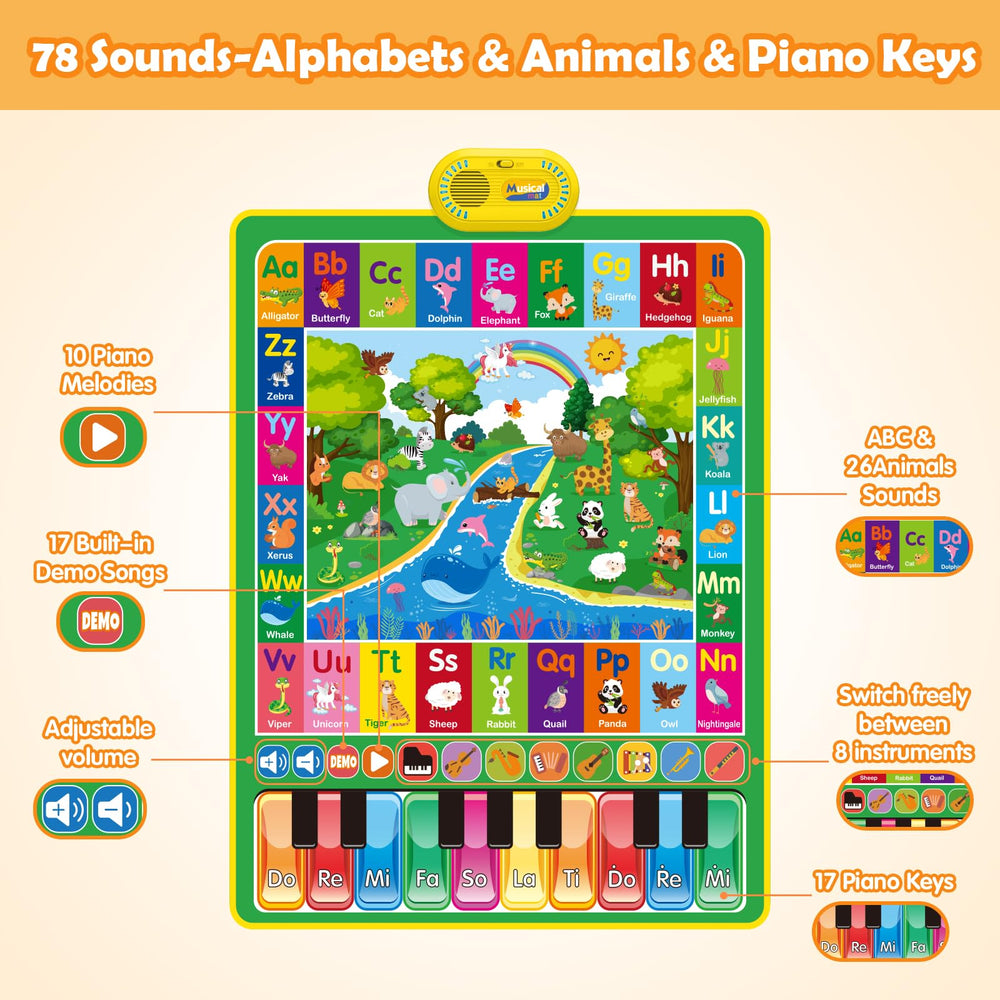 Built-in sounds and instrument options on the mat for musical exploration