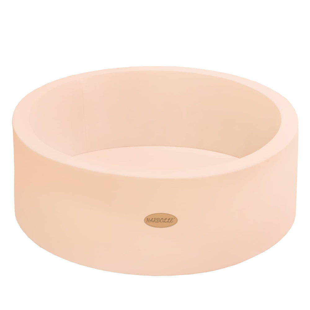 Harbolle baby ball pit beige exterior provides a safe, inviting play space for toddlers.