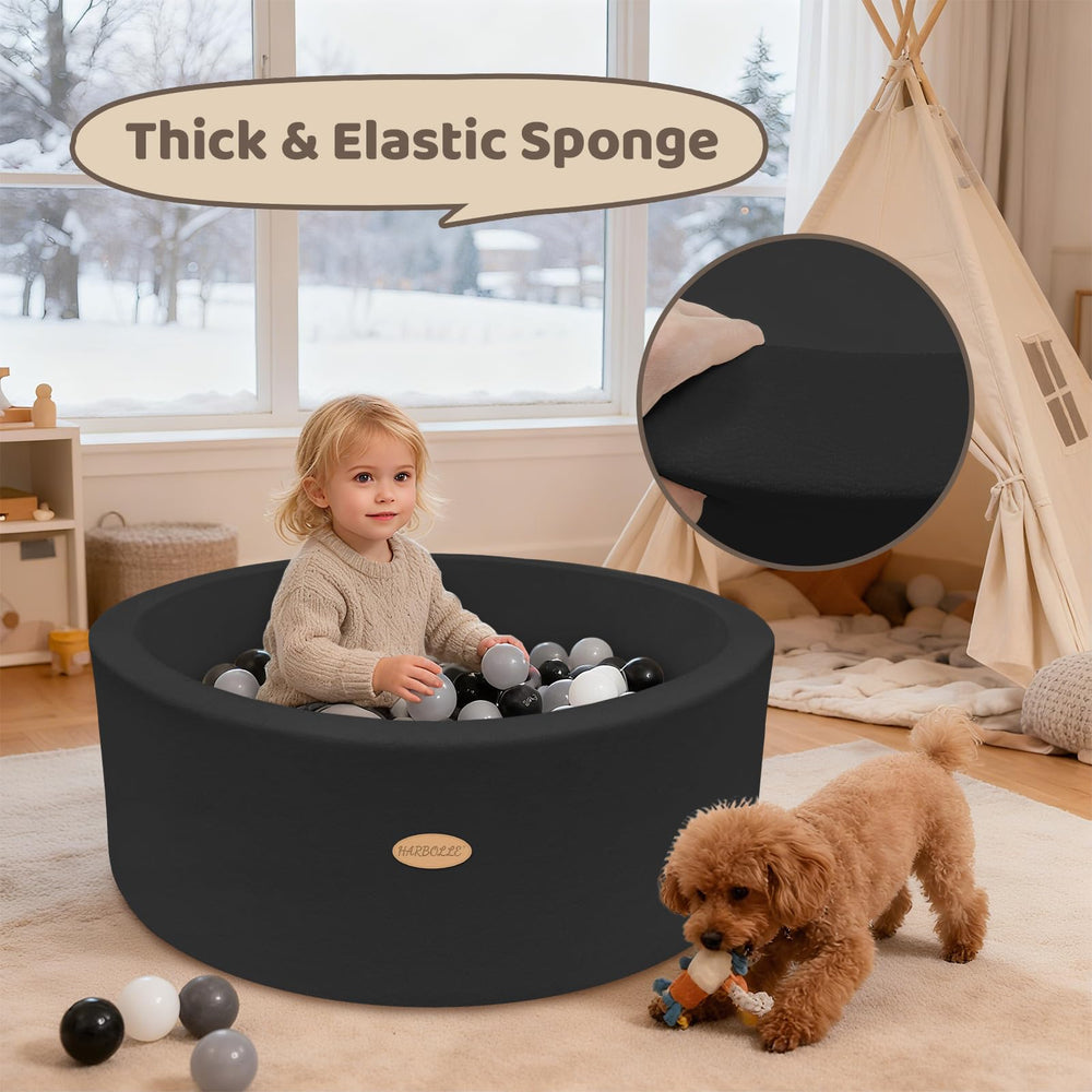 HARBOLLE ball pit unboxing shows vacuum-packed delivery and quick setup.