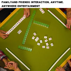 Harborway Mini Chinese Mahjong outdoors scene suggests versatile play during camping.