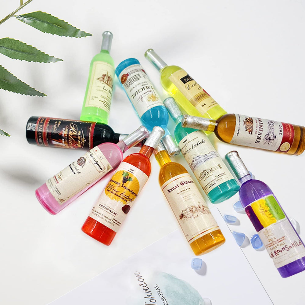 Harewu resin plastic mini wine bottles set for tiny kitchen scenes and play