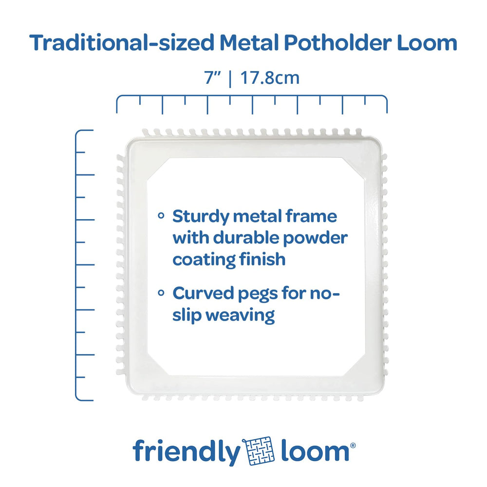 Harrisville Designs traditional-size cotton loops for six potholders and versatile projects.