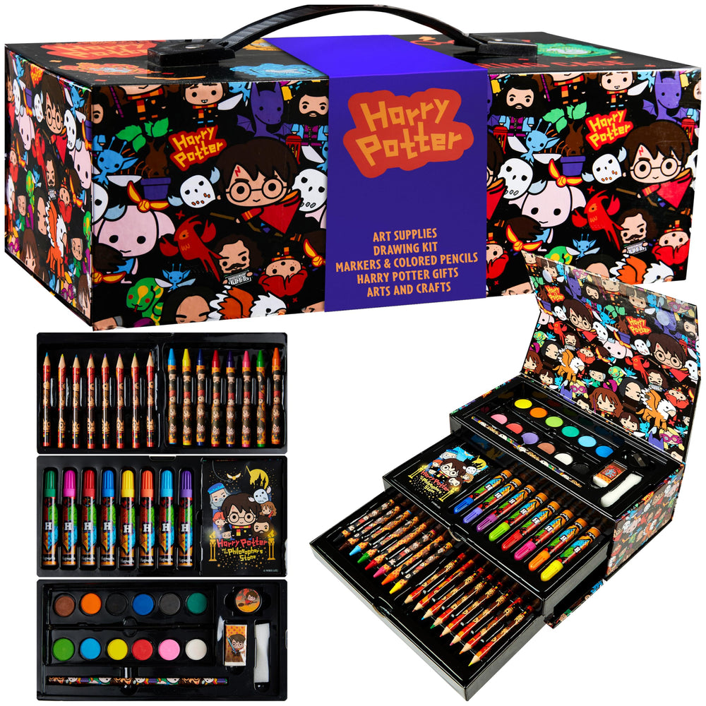 Harry Potter Gifts 130-piece colored pencils kit for creative coloring adventures on the go.