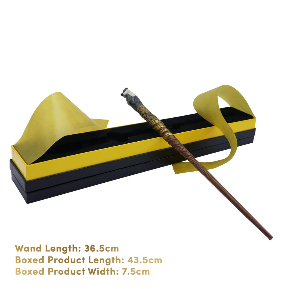 Harry Potter Hufflepuff collector's packaging with vellum overlay elevates presentation.