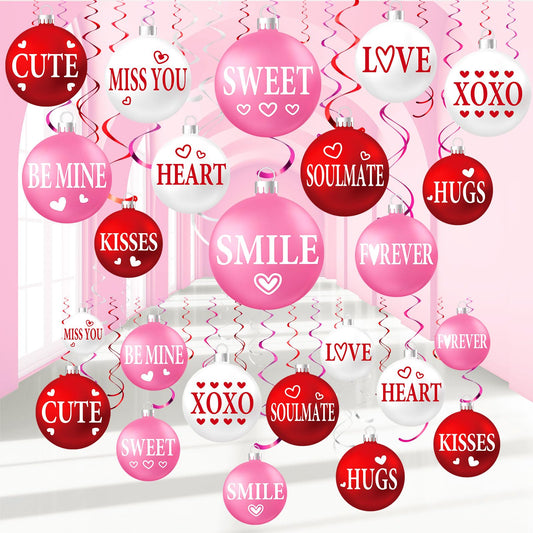 Harrycle Valentines ball ornaments in red pink white for ceiling display