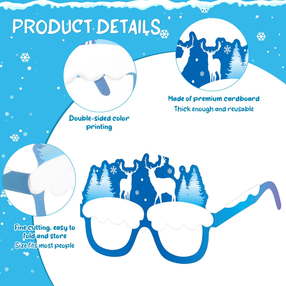 Harrycle snowflake eyeglasses close up, durable cardboard design