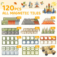 HarworLife two cars accompany magnetic tiles for imaginative construction.