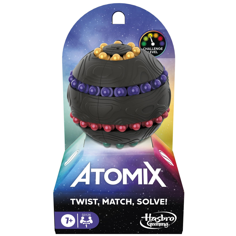 Hasbro Atomix sphere beads in bright colors for solo puzzle play
