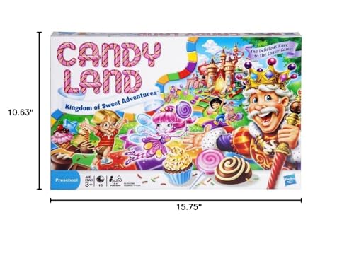 Hasbro Candy Land gameboard with gingerbread pawns shows easy setup.