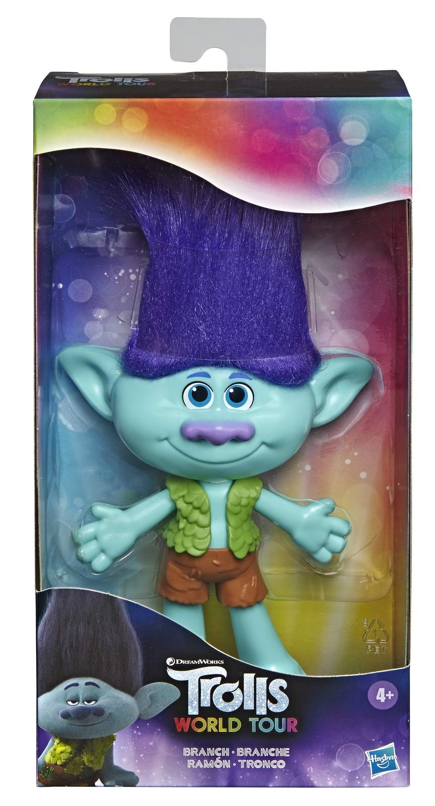 Hasbro DreamWorks Trolls World Tour Branch Medium Doll hair detail, great for recreating scenes and storytelling
