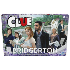 Hasbro Gaming Clue: Bridgerton Edition box front, ideal for gift-ready presentation to Bridgerton fans.