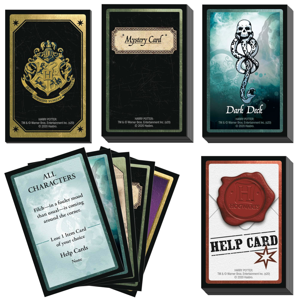 Hasbro Clue Wizarding World shows Dark Mark with changing staircases for suspenseful play.