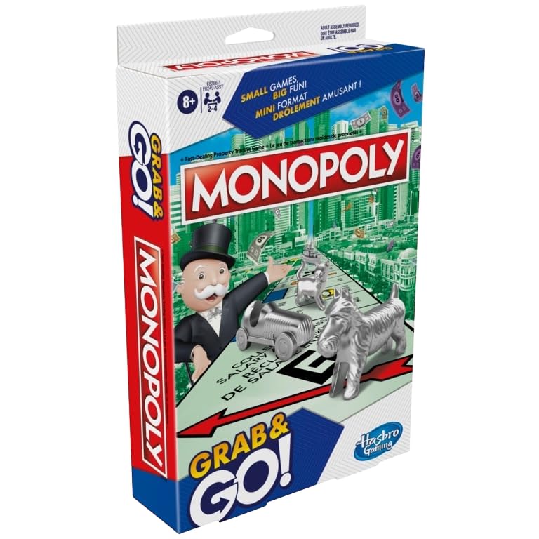 Hasbro Gaming Grab and Go Travel Games Set 5 travel case for easy grab-and-go setup.