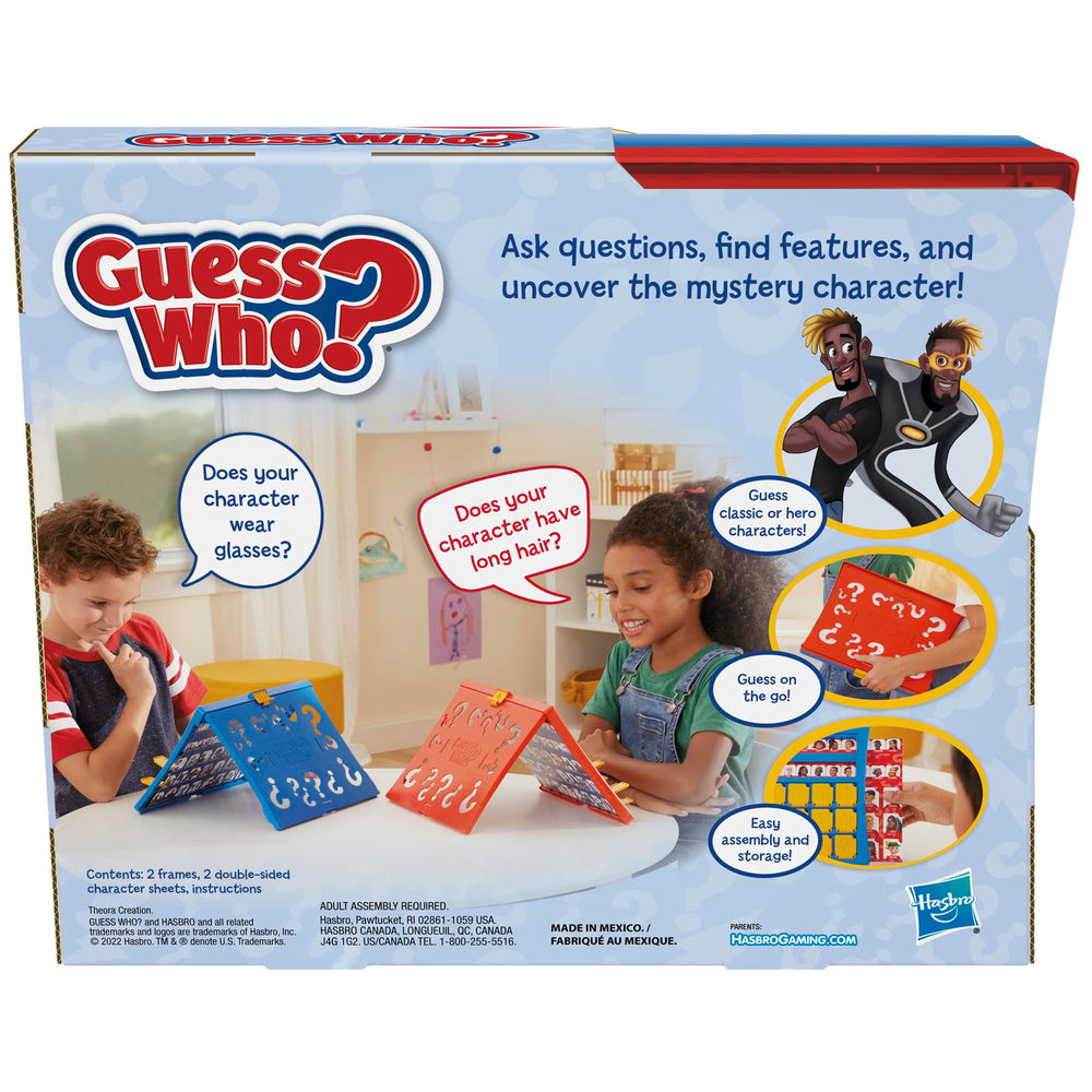 Hasbro Gaming Guess Who? double-sided character sheets enable varied play sessions.