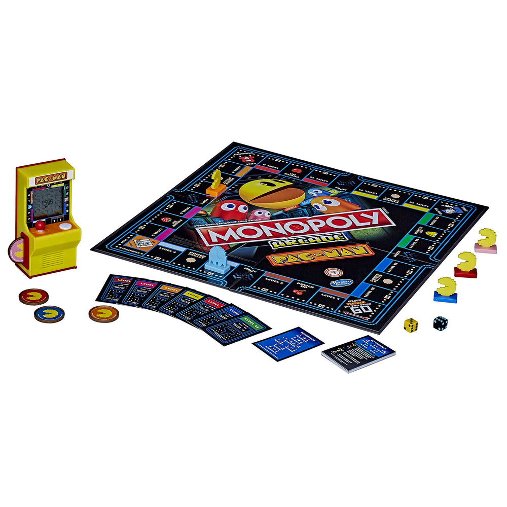 Hasbro Gaming Monopoly Arcade Pac-Man Level spaces enabling buying and stealing Levels.