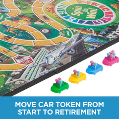 Spinner in action on Hasbro Game of Life inviting suspenseful spins.
