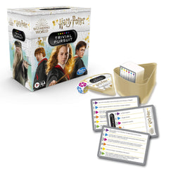 Hasbro Gaming Trivial Pursuit Wizarding World wedge case enables portable trivia on trips.