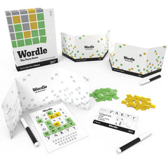 Hasbro Wordle: The Party Game players at a table enjoying a lively word guessing session.