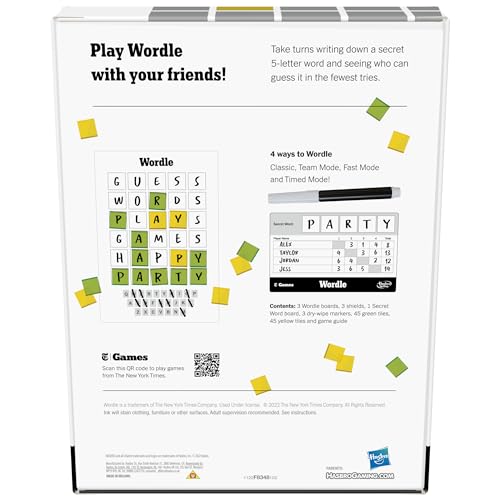 Hasbro Wordle: The Party Game unlimited play with dry-erase boards and markers.