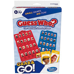 Hasbro Guess Who Grab Go face cards for fast portable gameplay
