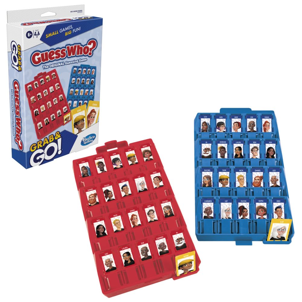 Hasbro Guess Who Grab Go travel case for quick on-the-go rounds