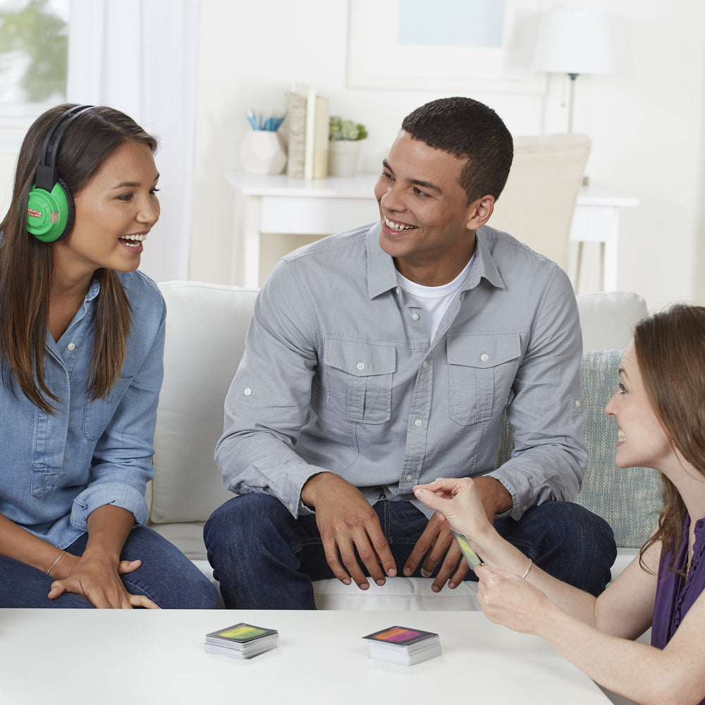 Hasbro Hearing Things game cards with 600 phrases for lively group play.