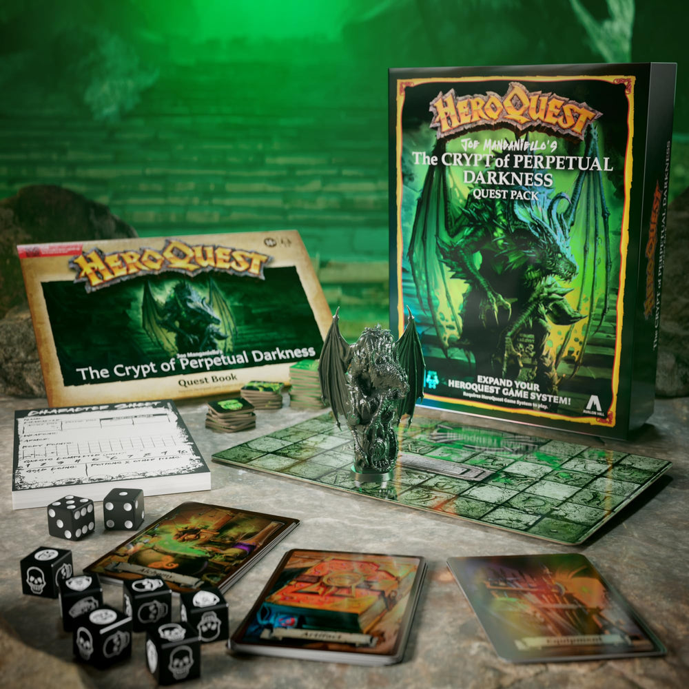 Hasbro HeroQuest crypt darkness character sheets pad keeps quest notes organized.