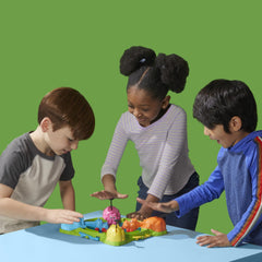 Hasbro Hungry Hungry Hippos hippo-choices promote friendly competition during play.