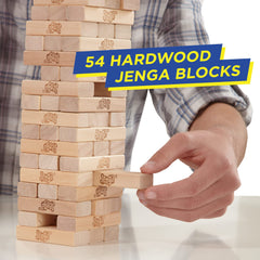 Hasbro Jenga players taking turns pulling a block