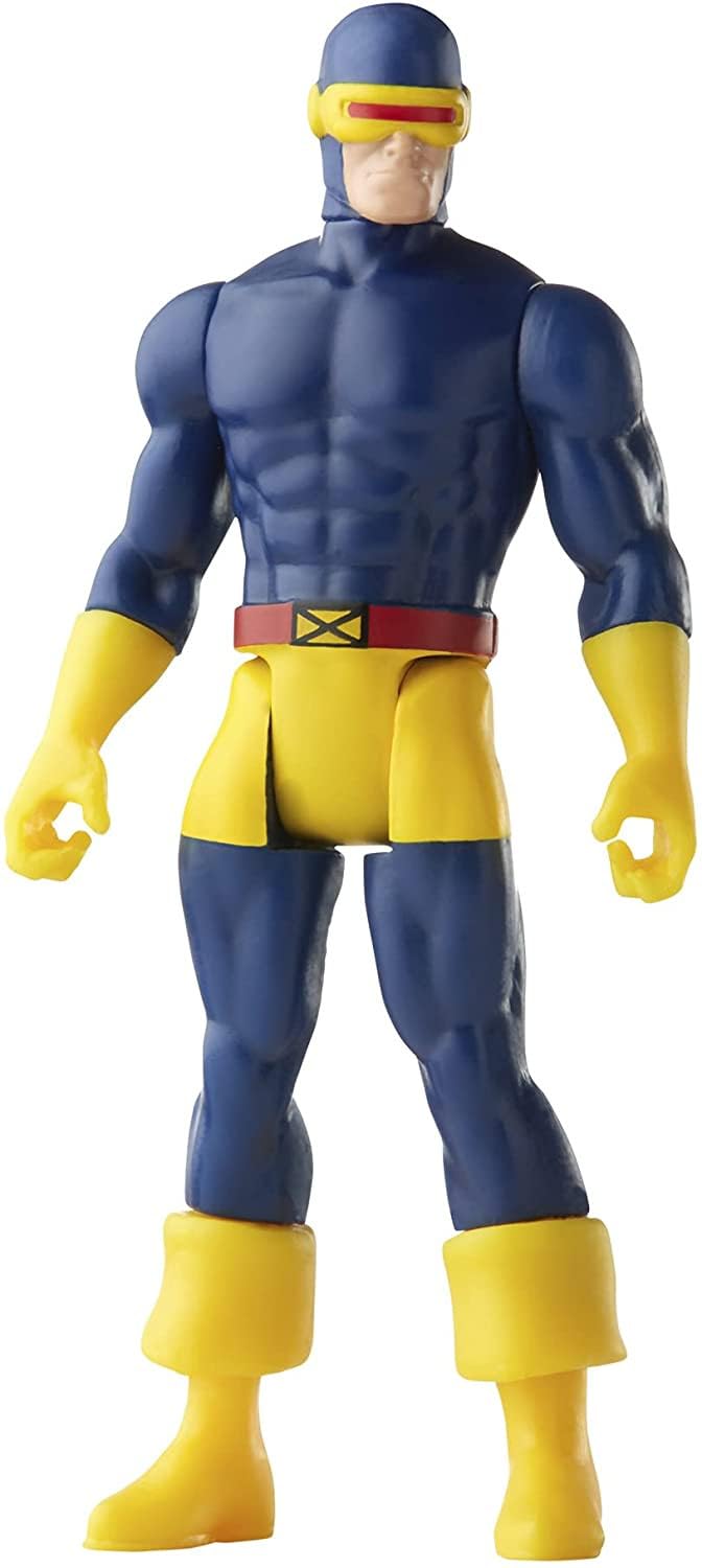 Hasbro Marvel Cyclops Retro 375 figure with packaging highlights premium articulation for display.