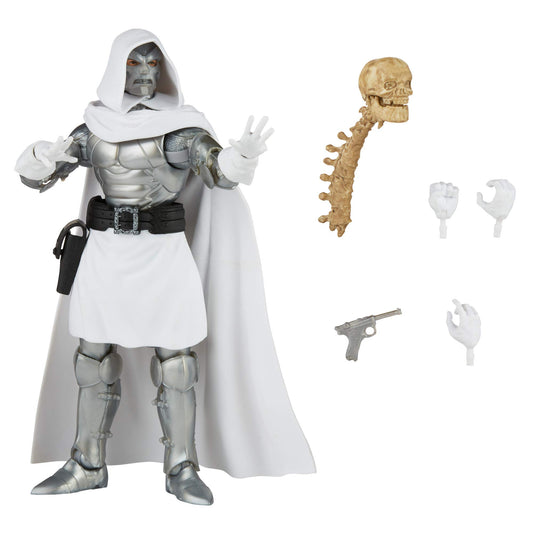 Hasbro Marvel Legends Dr. Doom figure front view showcasing premium poseability for display.