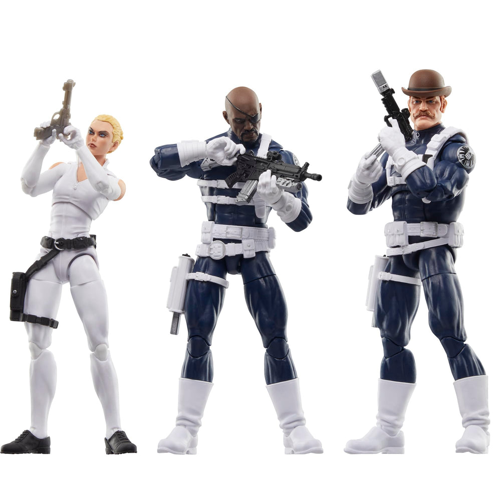 Hasbro Marvel Legends Shield Nick Fury Jr. figure with authentic suit for display